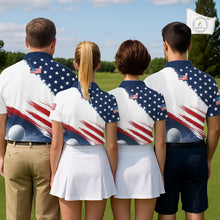 Load image into Gallery viewer, Patriotic American Flag Golf Polo Shirt For Men –  Red White Blue Golf Apparel NHT1047