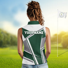 Load image into Gallery viewer, Green Womens Sleeveless Golf Polo Shirt Custom Golf Shirts For Team Personalized Golf Gifts NHT721
