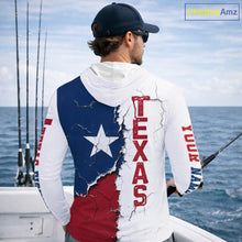 Load image into Gallery viewer, Texas Fishing Shirt Long Sleeve Hooded Patriotic Texas Flag UV Protection Fishing Apparel