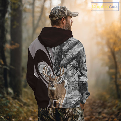 Whitetail Deer Hunting Clothes Custom Name Beautiful Gray Camo Hunting Gifts NHT209