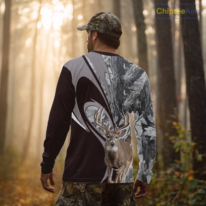 Whitetail Deer Hunting Clothes Custom Name Beautiful Gray Camo Hunting Gifts NHT209