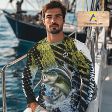 Load image into Gallery viewer, Bass Fishing Shirts Long Sleeve Dark Water Art Style Personalized Name, Fishing Gift NHT405