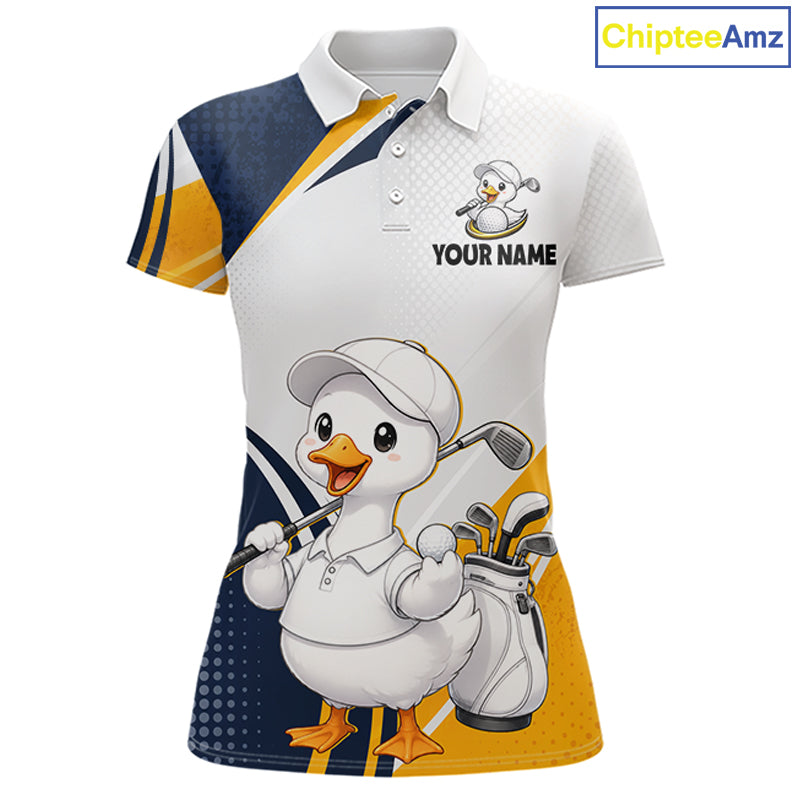 Funny Cartoon Duck Womens Golf Polo Shirt Personalised Team Duck Apparel NHT1219