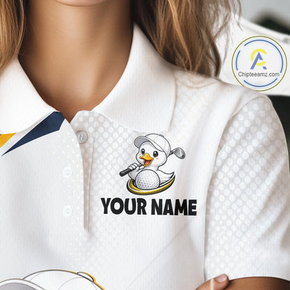 Funny Cartoon Duck Womens Golf Polo Shirt Personalised Team Duck Apparel NHT1219