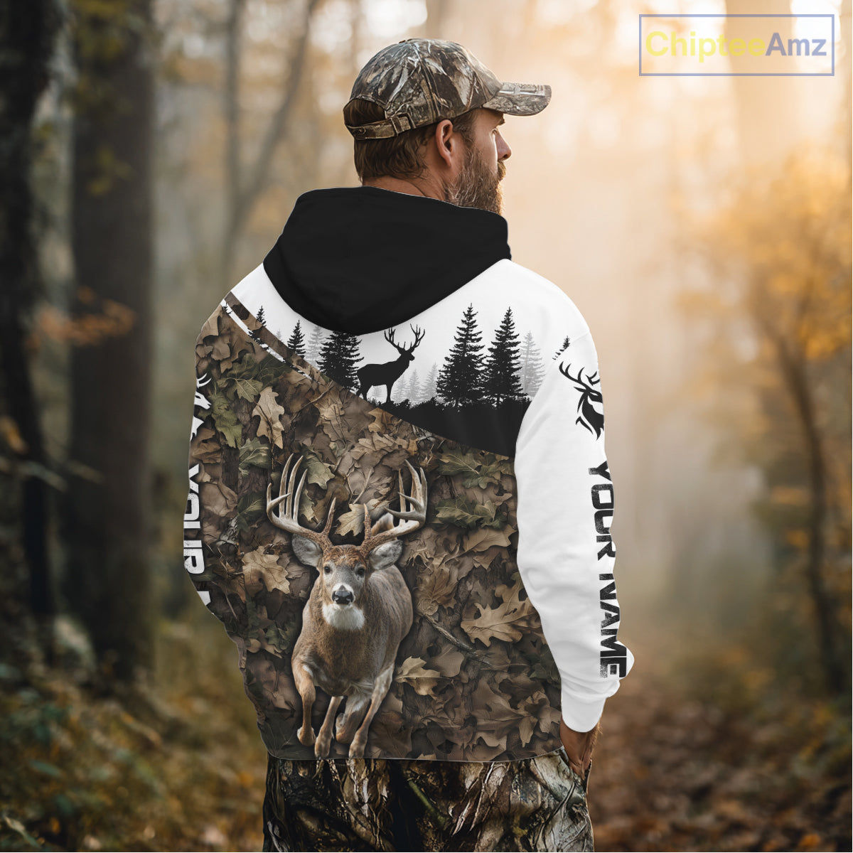 Deer Hunting Shirt, Custom Name Whitetail Buck Running Deer Camo 3D All Over Print NHT1519