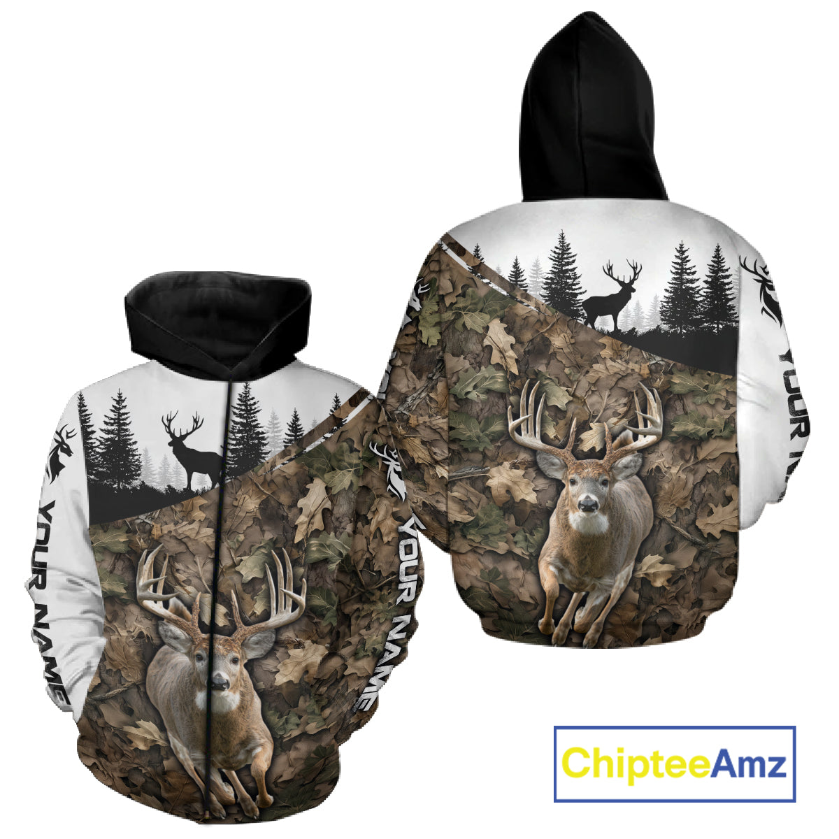 Deer Hunting Shirt, Custom Name Whitetail Buck Running Deer Camo 3D All Over Print NHT1519