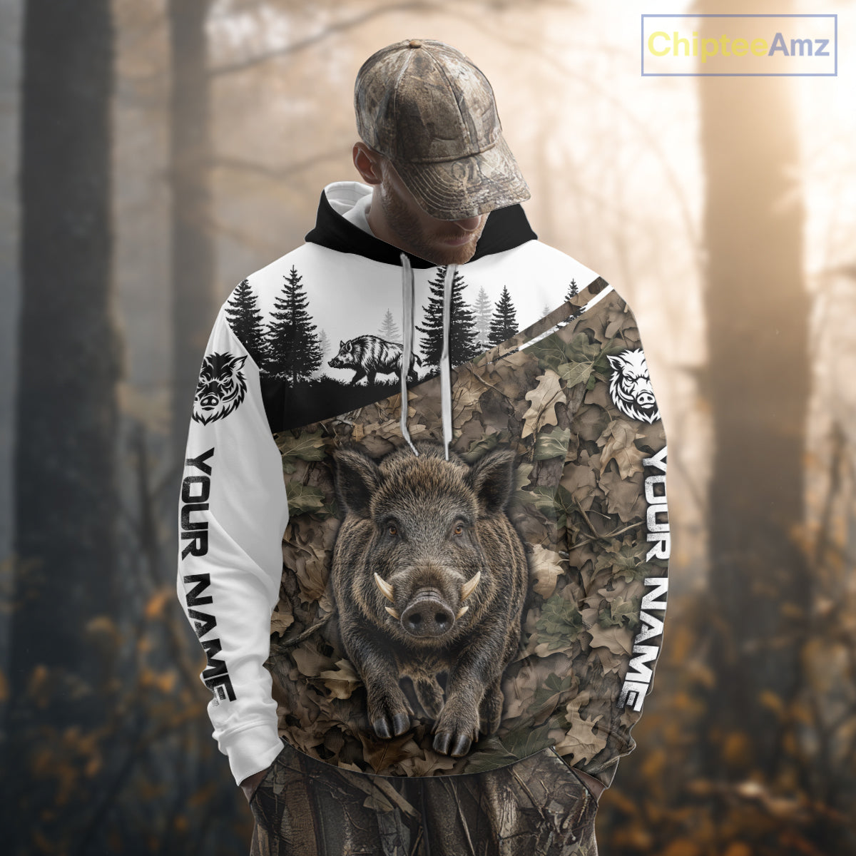 Beautiful Boar Hunting Shirt, Custom Wild Hog Running Camo 3D All Over Print NHT1520