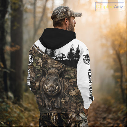Beautiful Boar Hunting Shirt, Custom Wild Hog Running Camo 3D All Over Print NHT1520