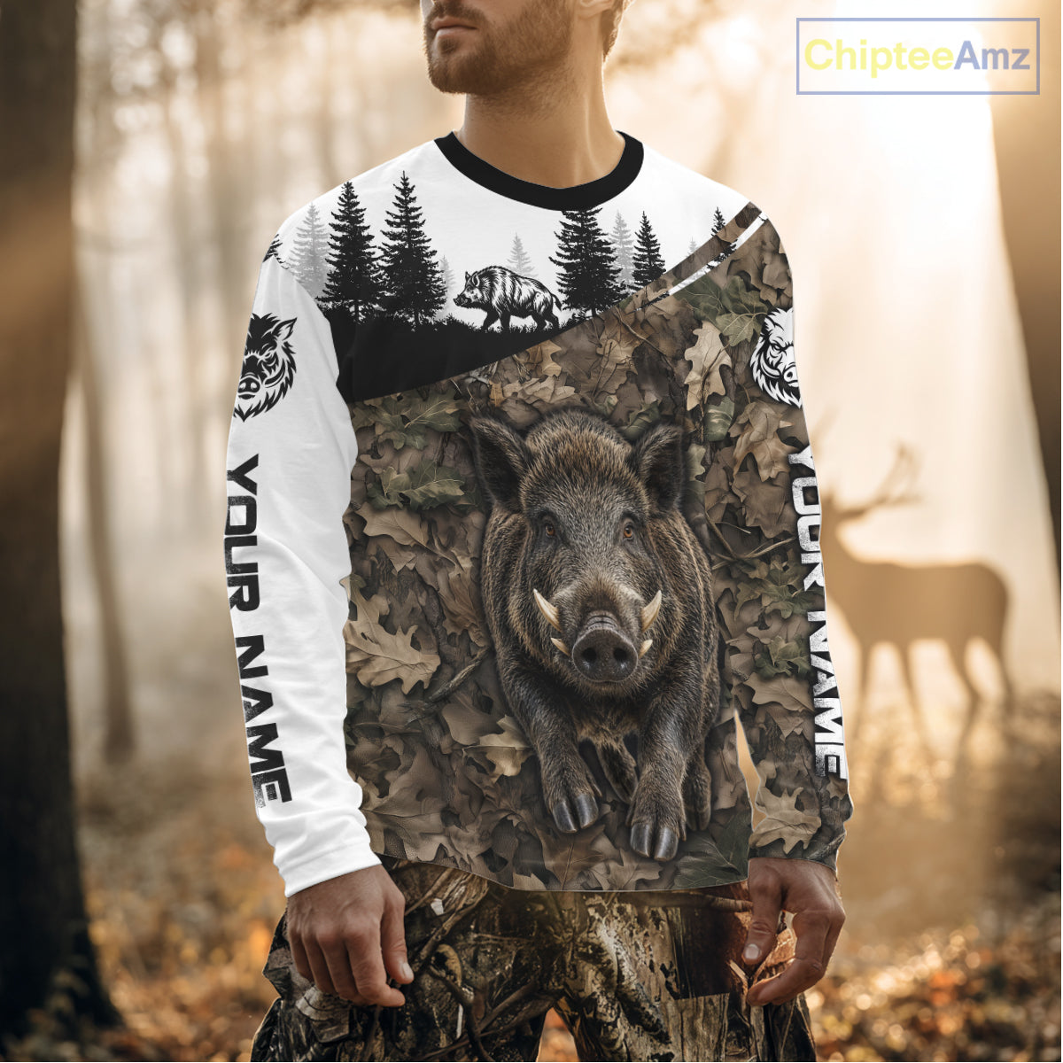 Beautiful Boar Hunting Shirt, Custom Wild Hog Running Camo 3D All Over Print NHT1520