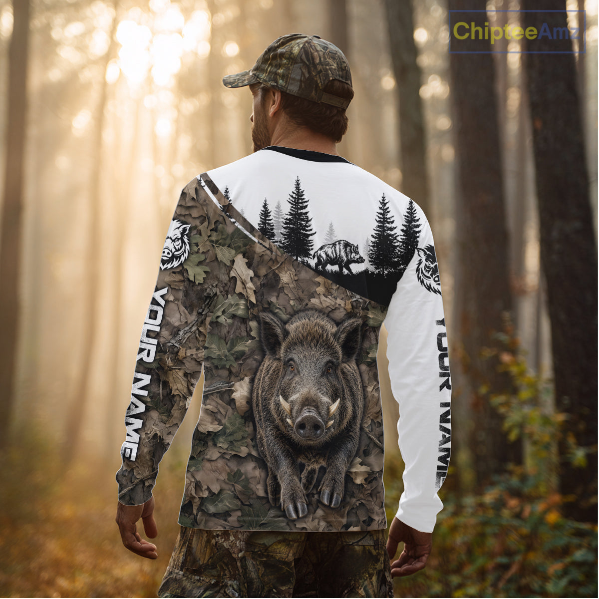 Beautiful Boar Hunting Shirt, Custom Wild Hog Running Camo 3D All Over Print NHT1520