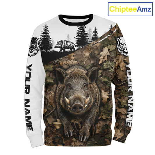 Beautiful Boar Hunting Shirt, Custom Wild Hog Running Camo 3D All Over Print NHT1520