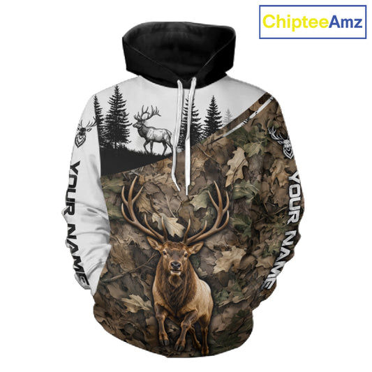 Best Elk Hunting Shirt, Custom Running Elk Camo 3D All Over Print For Hunter NHT1521