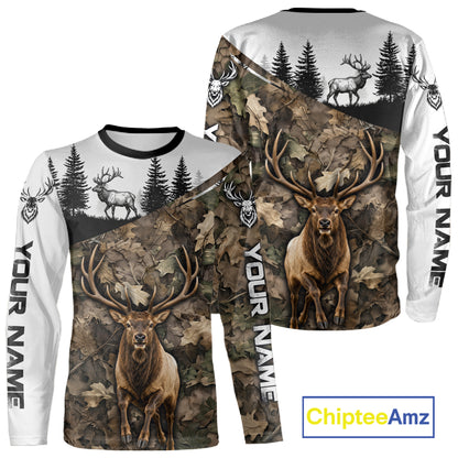 Best Elk Hunting Shirt, Custom Running Elk Camo 3D All Over Print For Hunter NHT1521