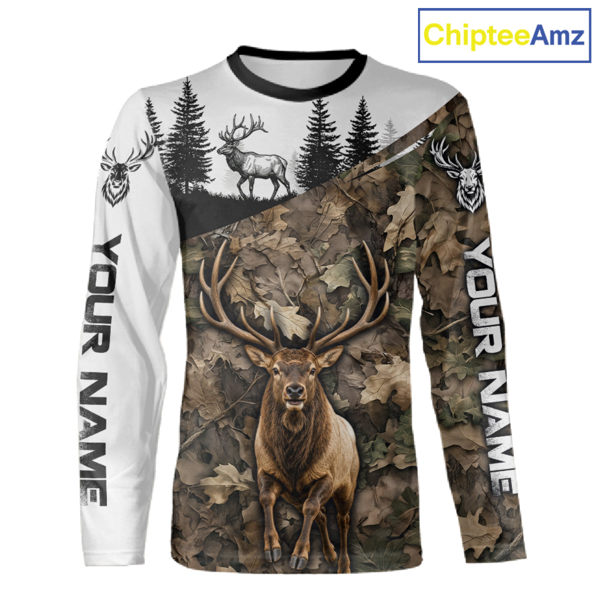 Best Elk Hunting Shirt, Custom Running Elk Camo 3D All Over Print For Hunter NHT1521