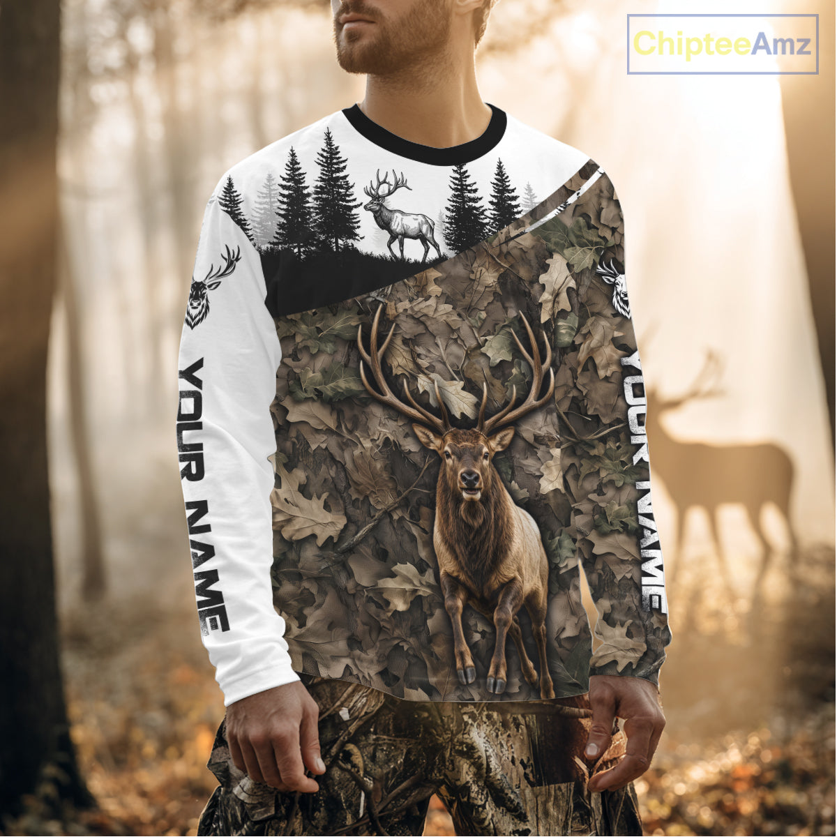 Best Elk Hunting Shirt, Custom Running Elk Camo 3D All Over Print For Hunter NHT1521