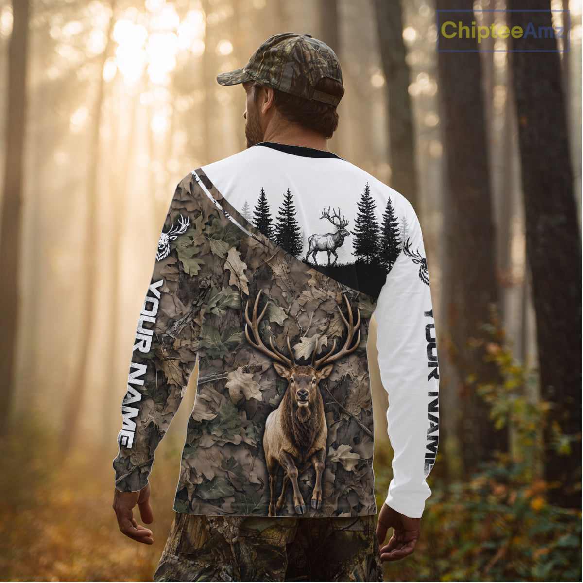 Best Elk Hunting Shirt, Custom Running Elk Camo 3D All Over Print For Hunter NHT1521