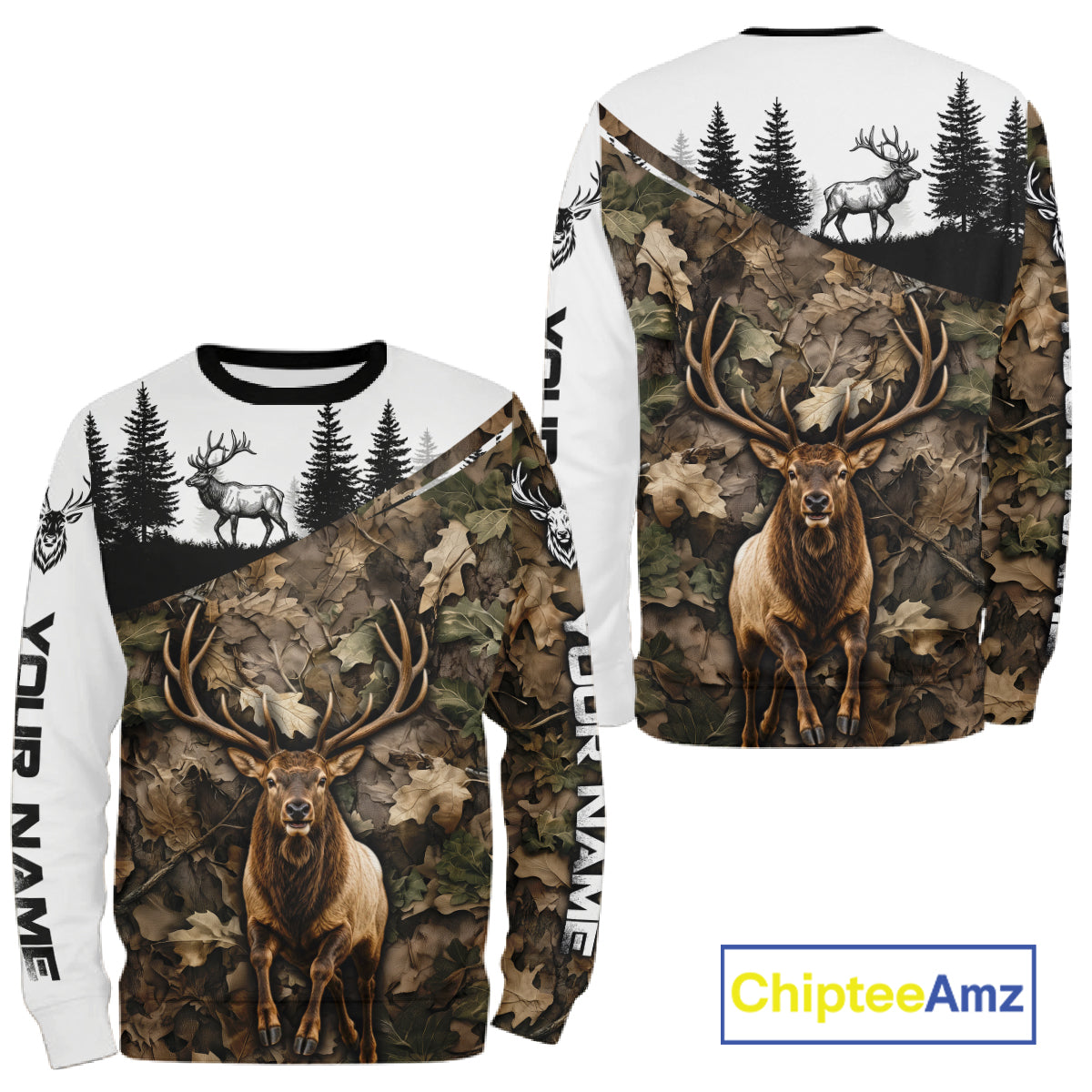 Best Elk Hunting Shirt, Custom Running Elk Camo 3D All Over Print For Hunter NHT1521