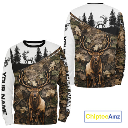 Best Elk Hunting Shirt, Custom Running Elk Camo 3D All Over Print For Hunter NHT1521