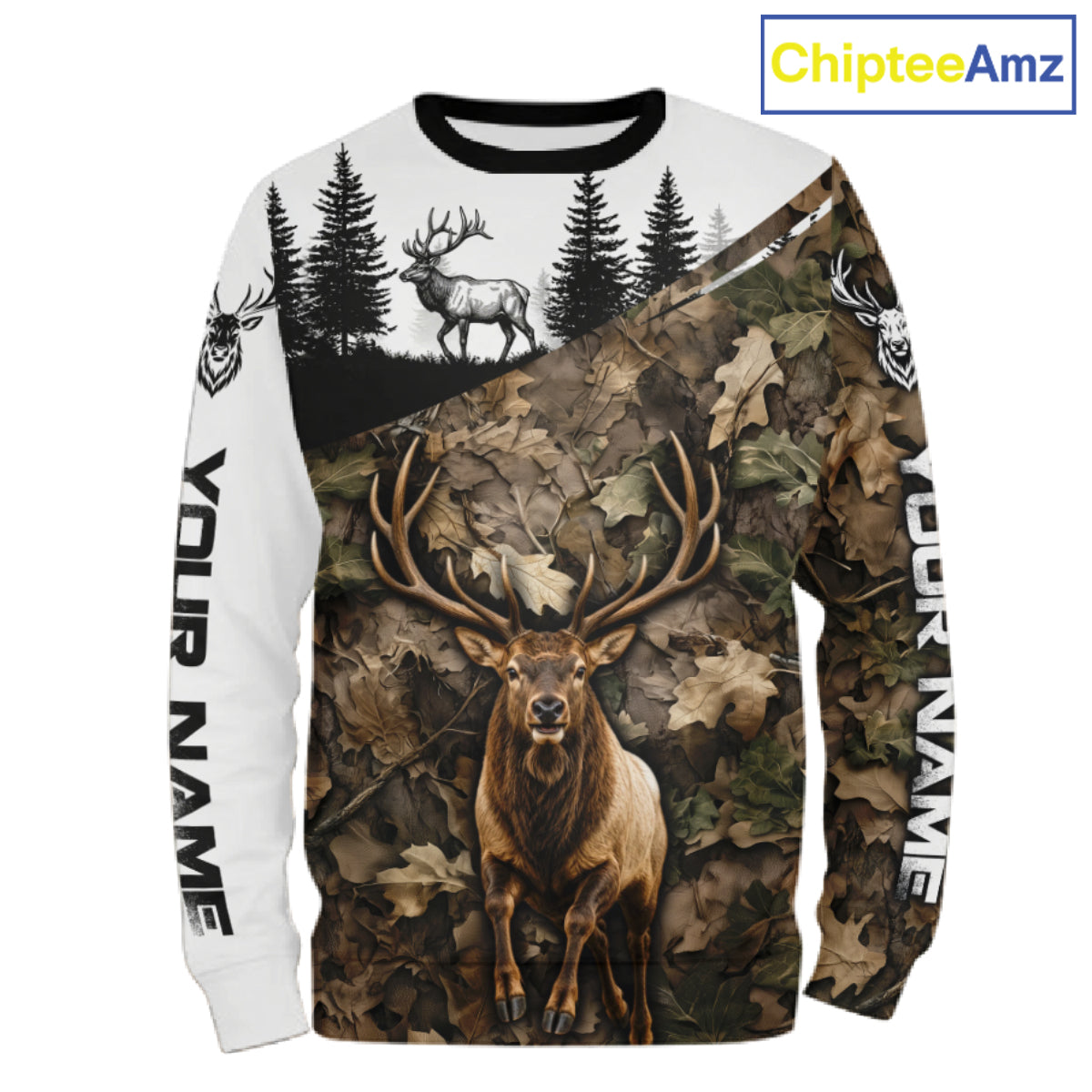 Best Elk Hunting Shirt, Custom Running Elk Camo 3D All Over Print For Hunter NHT1521