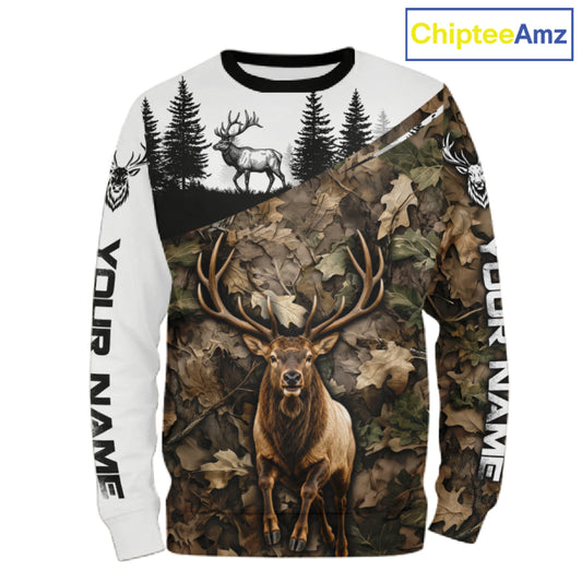 Best Elk Hunting Shirt, Custom Running Elk Camo 3D All Over Print For Hunter NHT1521