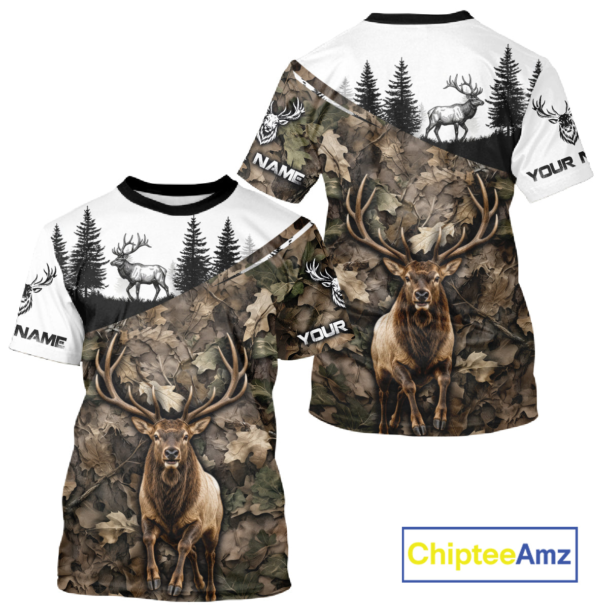 Best Elk Hunting Shirt, Custom Running Elk Camo 3D All Over Print For Hunter NHT1521