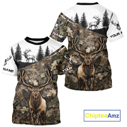 Best Elk Hunting Shirt, Custom Running Elk Camo 3D All Over Print For Hunter NHT1521