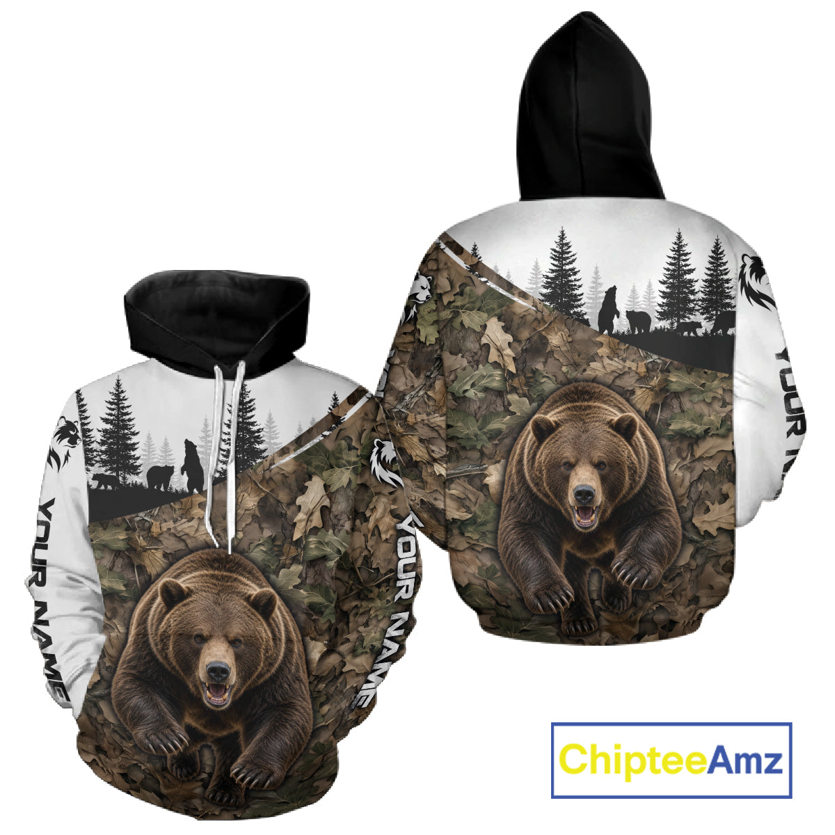 Bear Hunting Shirt, Custom Running Bear Camo 3D All Over Print, Hunting Gift NHT1522