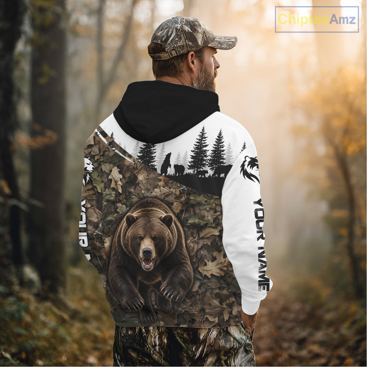 Bear Hunting Shirt, Custom Running Bear Camo 3D All Over Print, Hunting Gift NHT1522