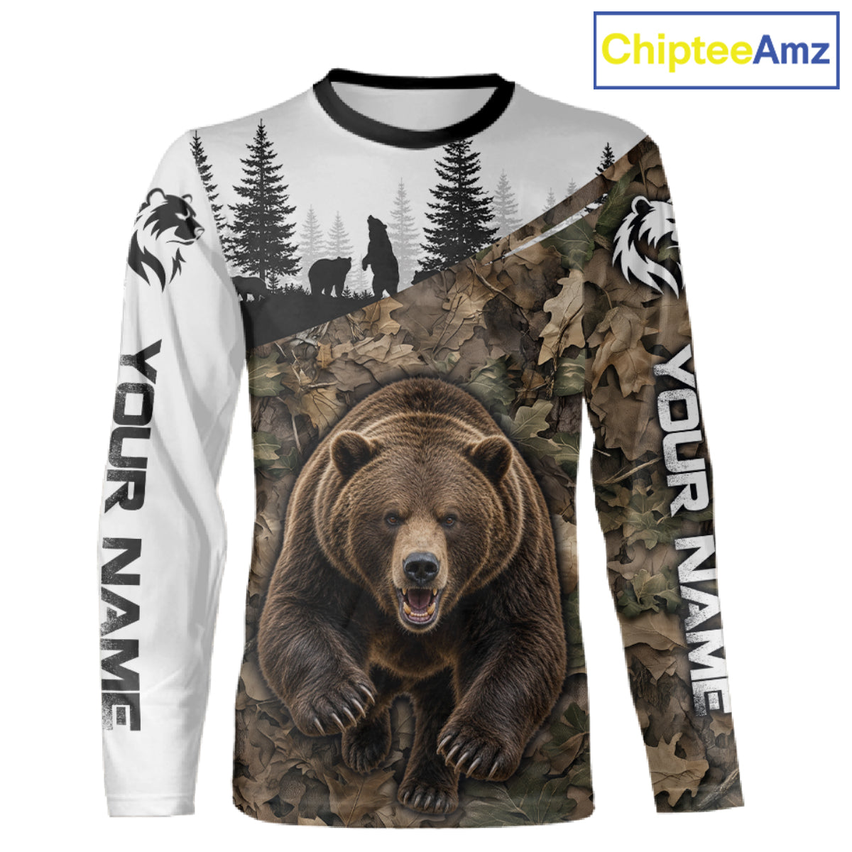 Bear Hunting Shirt, Custom Running Bear Camo 3D All Over Print, Hunting Gift NHT1522