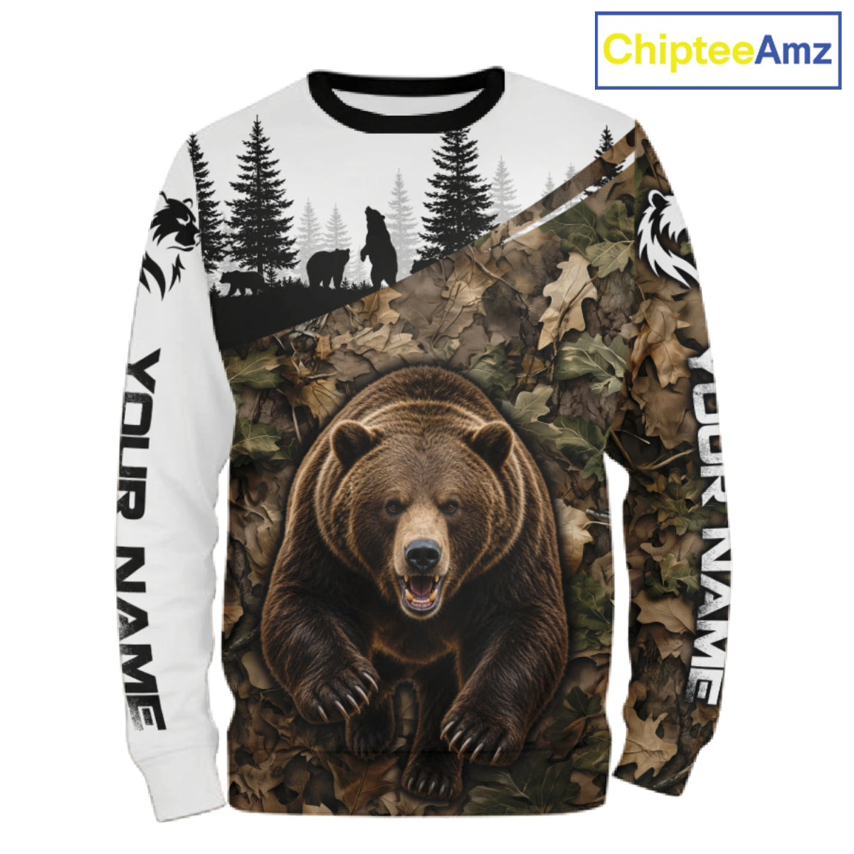 Bear Hunting Shirt, Custom Running Bear Camo 3D All Over Print, Hunting Gift NHT1522