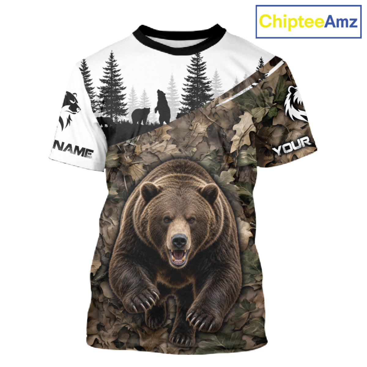 Bear Hunting Shirt, Custom Running Bear Camo 3D All Over Print, Hunting Gift NHT1522