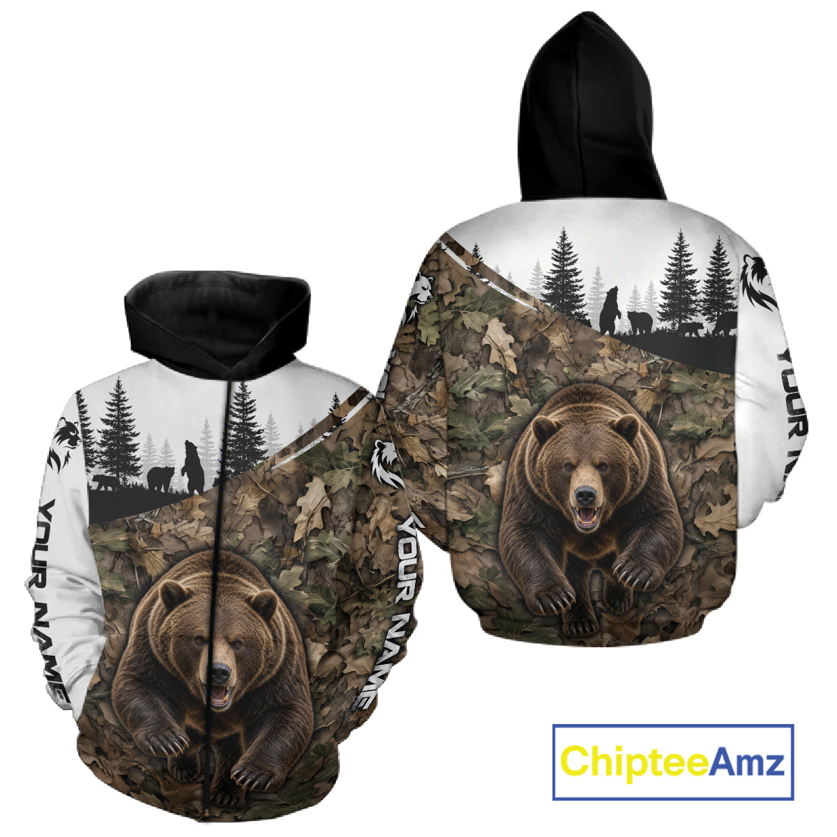 Bear Hunting Shirt, Custom Running Bear Camo 3D All Over Print, Hunting Gift NHT1522