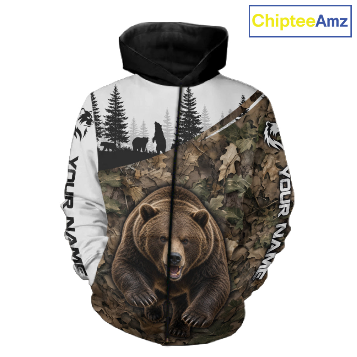 Bear Hunting Shirt, Custom Running Bear Camo 3D All Over Print, Hunting Gift NHT1522