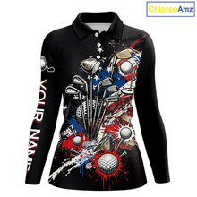 Load image into Gallery viewer, Patriotic Golf Polo Shirt Custom USA Flag Golf Shirt For Womens, Golf Apparel Gift For Golfers NHT904