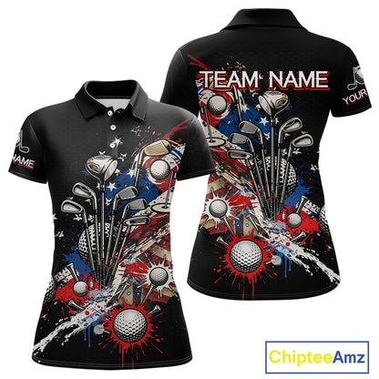 Patriotic Golf Polo Shirt Custom USA Flag Golf Shirt For Womens, Golf Apparel Gift For Golfers NHT904