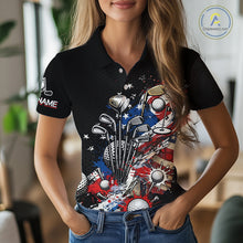 Load image into Gallery viewer, Patriotic Golf Polo Shirt Custom USA Flag Golf Shirt For Womens, Golf Apparel Gift For Golfers NHT904