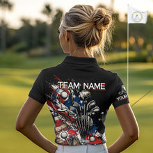 Load image into Gallery viewer, Patriotic Golf Polo Shirt Custom USA Flag Golf Shirt For Womens, Golf Apparel Gift For Golfers NHT904