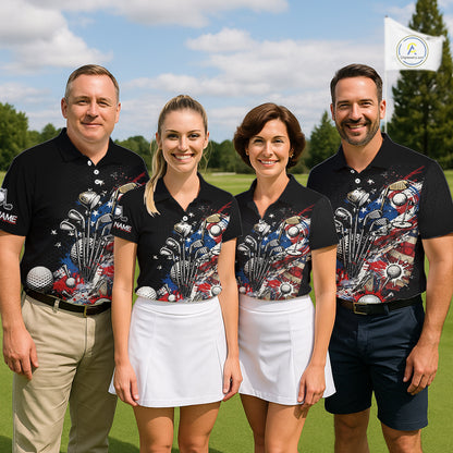 Patriotic Golf Polo Shirt Custom USA Flag Golf Shirt For Womens, Golf Apparel Gift For Golfers NHT904