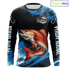 Load image into Gallery viewer, Custom Redfish Fishing Jersey long sleeve with bold redfish graphic and performance fit.