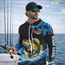 Load image into Gallery viewer, Custom Walleye Fishing Jersey, Personalized Team Name Long Sleeve Hooded Performance Fishing Shirt For Men NHT1226