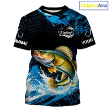 Load image into Gallery viewer, Custom Walleye Fishing Jersey with walleye-inspired graphic and short sleeve performance fit.