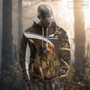Brown Camo 3D Printed Beagle Dog Rabbit Hunting Shirt, Custom Name Hunting Gift NHT225