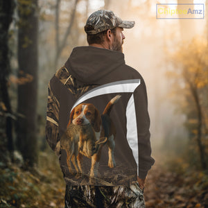 Brown Camo 3D Printed Beagle Dog Rabbit Hunting Shirt, Custom Name Hunting Gift NHT225