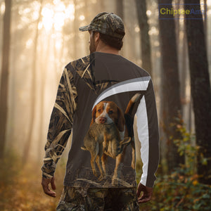 Brown Camo 3D Printed Beagle Dog Rabbit Hunting Shirt, Custom Name Hunting Gift NHT225