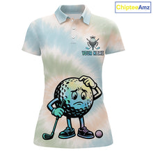 Load image into Gallery viewer, Funny Tie Dye Womens Golf Team Polo Shirt – Cartoon Golf Ball Golfer Shirt, Personalized Golf Family Team Shirt  NHT741