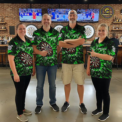 Green Lightning Darts Polo Shirt For Women Custom Crack Rock Dartboard Team Tournament Jersey NHT1716