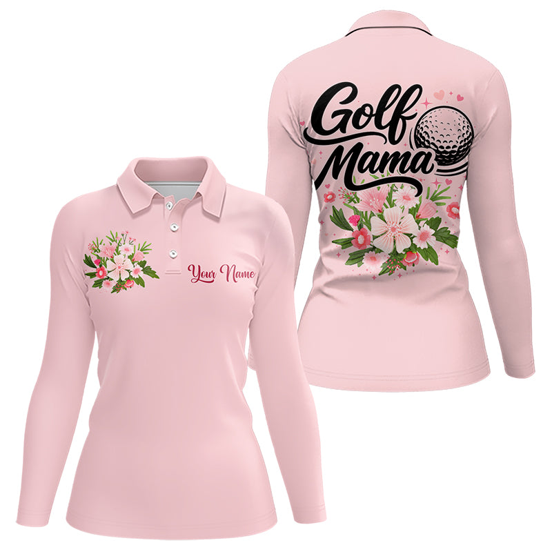 Pink Golf Mama Womens Polo Shirt, Funny Golf Mom Shirt, Mothers Day Gift For Golf Lover Mom, Ladies Golf Polo NHT749