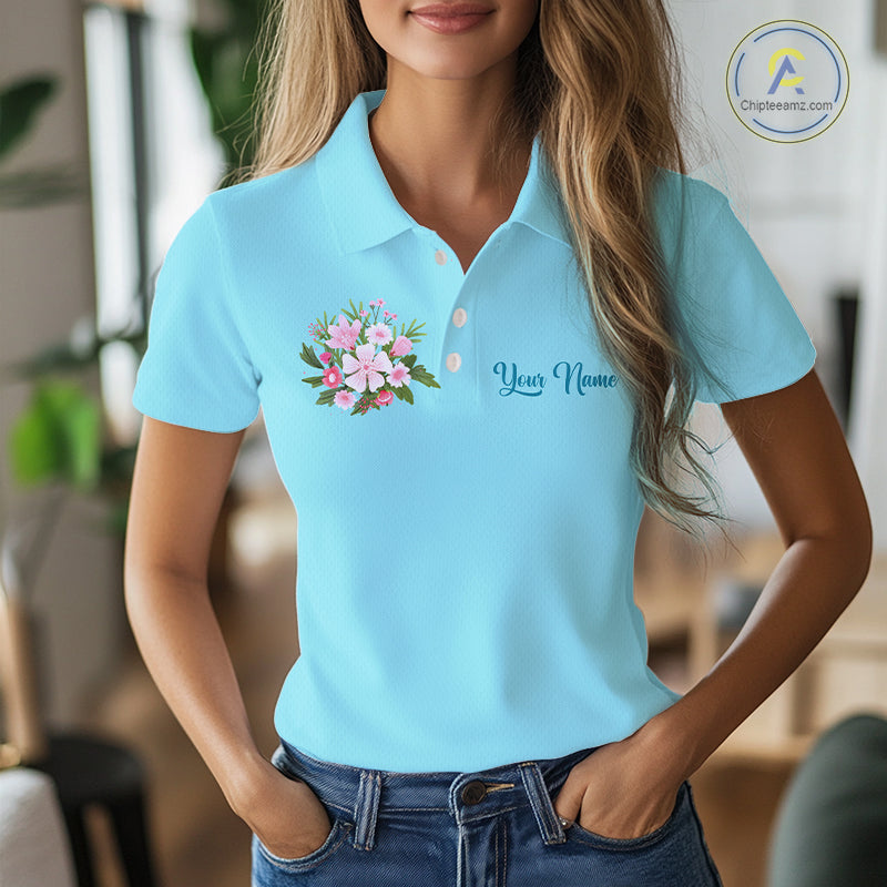 Blue Golf Mama Womens Polo Shirt, Funny Golf Mom Shirt, Mothers Day Gift For Golf Lover Mom, Ladies Golf Polo NHT750