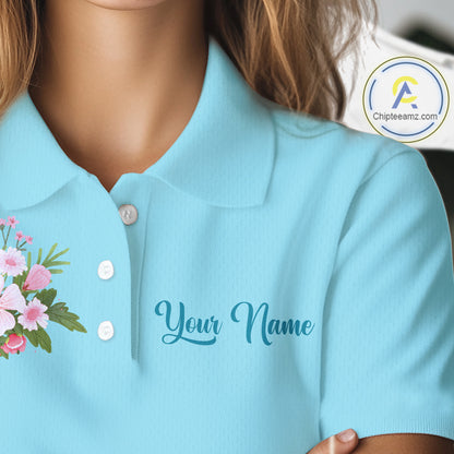 Blue Golf Mama Womens Polo Shirt, Funny Golf Mom Shirt, Mothers Day Gift For Golf Lover Mom, Ladies Golf Polo NHT750