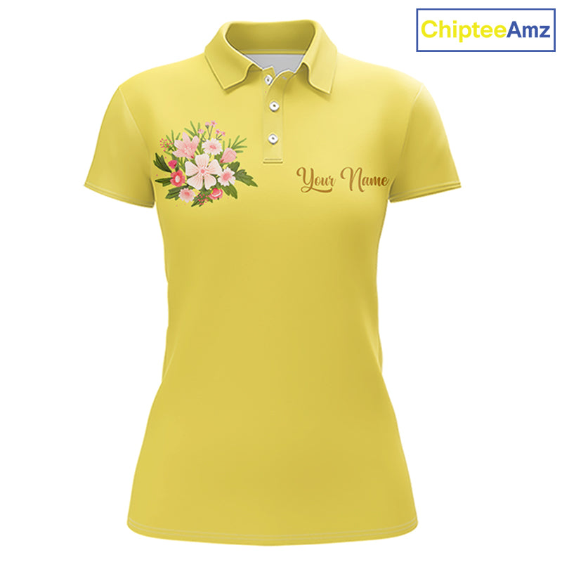 Yellow Golf Mama Womens Polo Shirt, Funny Golf Mom Shirt, Mothers Day Gift For Golf Lover Mom, Ladies Golf Polo NHT751